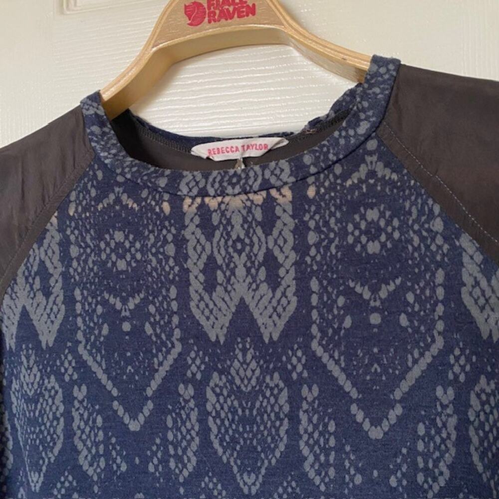Rebecca Taylor Top Short‎ Sleeve Snakeskin Print Semi-Sheer Tee Women's Medium - Picture 2 of 10